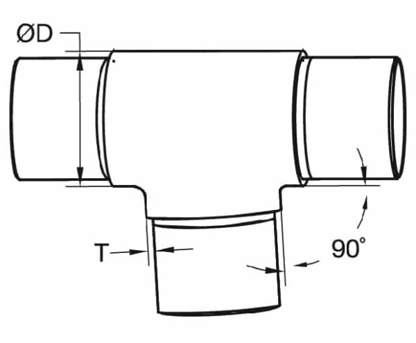 Kobling T for 42,4 x 2 mm, AISI 304, SATIN - Bilde 4