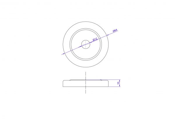 Deksel 64mm for rør 12mm, AISI 304, SATIN - Bilde 5