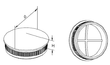 Endelokk for 48,3x2mm, AISI 304, SPEIL - NBVI
