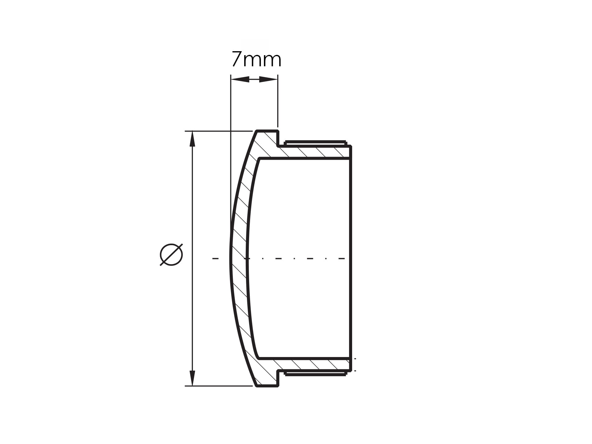 Endelokk for 48,3x2mm, AISI 304, SPEIL - NBVI