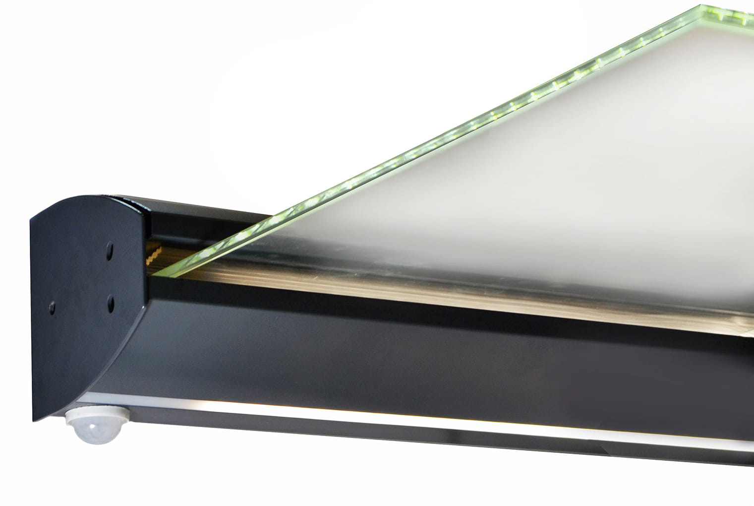 Aluminiumsprofil for glassbaldakin L. 1400 mm inkludert LED-belysning