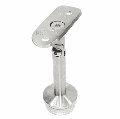 Håndliststøtte 33,7mm / flat, justerbar, AISI 304, SATIN