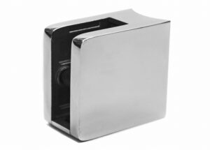 Glassklemme 45x45 med sikkerhetsplate for rør 42,4mm, AISI 304, SPEIL