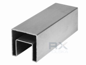 Håndlist - påført 40x40x1,5 mm glass, AISI 304, SATIN