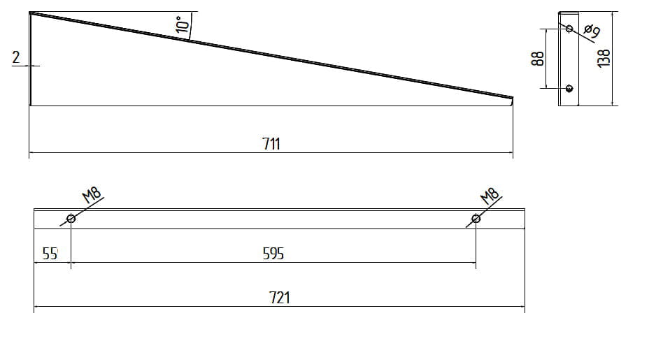 Glassbaldakiner Small Arm GRÅ (høyre), AISI 304, PULVERLAKKERT - Bilde 5