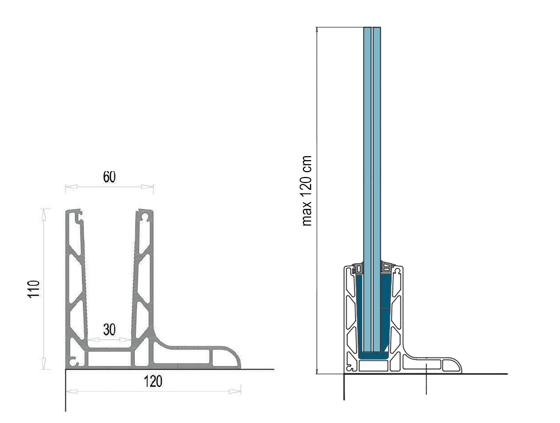 Aluminiumsprofil for glass - feste fra toppen L / 2,5m - Bilde 4