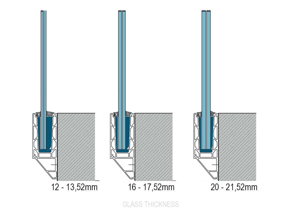 Aluminiumsprofil for glass - sidefeste Y / 2,5m - Bilde 7