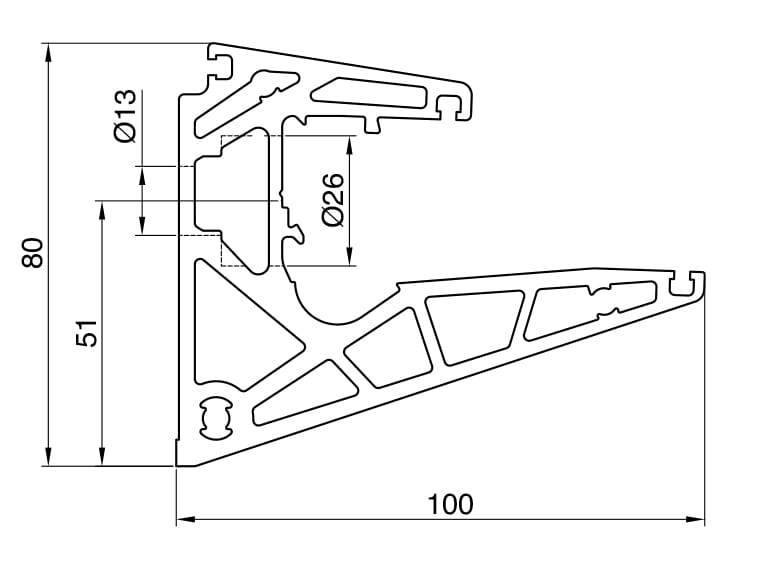 Aluminiumsprofil for glassbaldakin L. 1500 mm - Bilde 3