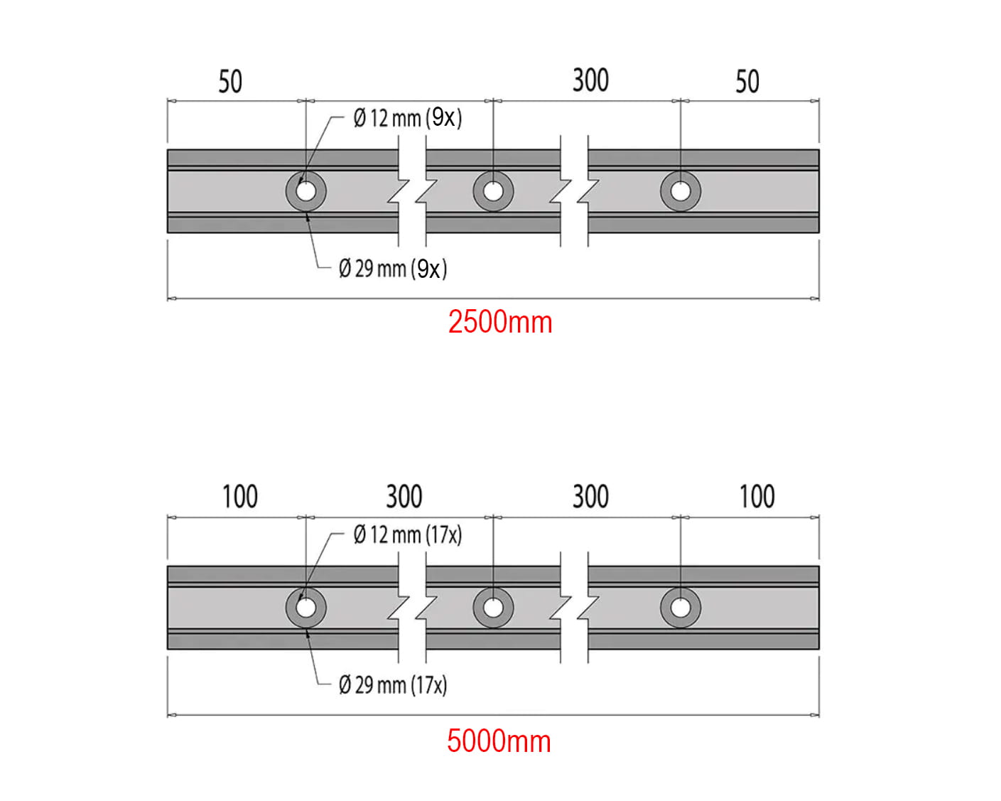 Aluminiumsprofil for glass - feste fra toppen U - RAL 9005 MAT / 5m - Bilde 4