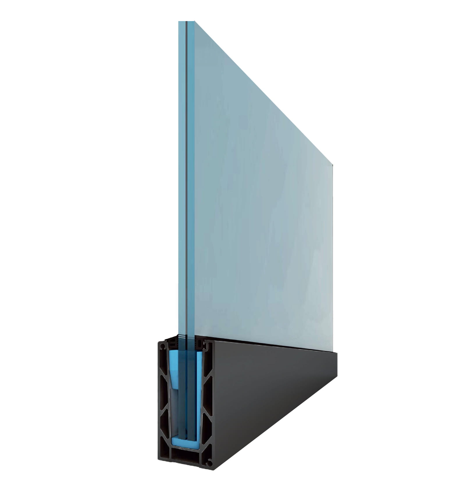 Aluminiumsprofil for glass - feste fra toppen U - RAL 9005 MAT / 5m