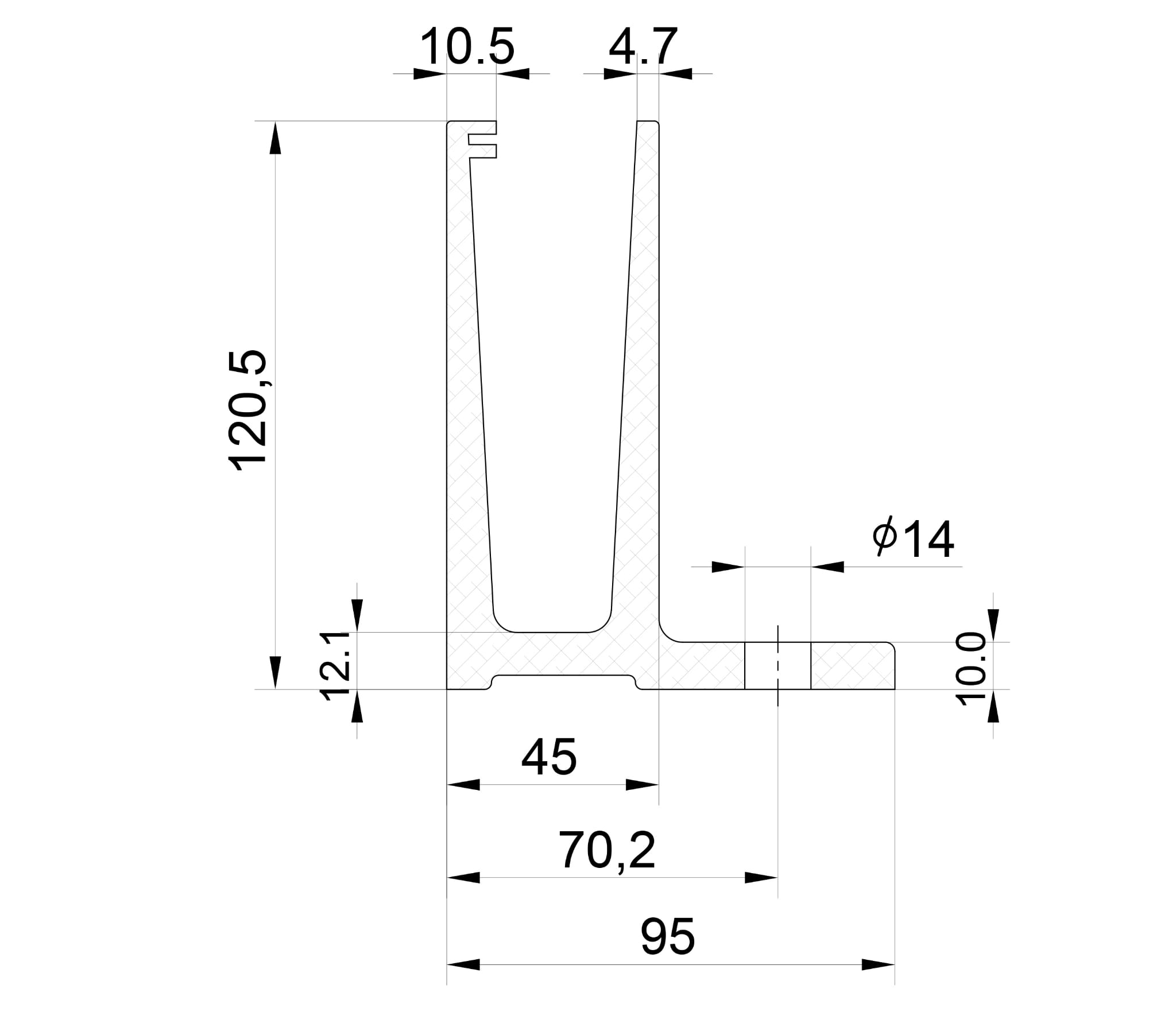 Aluminiumsprofil for glass - feste fra toppen L /2,5m - Bilde 3