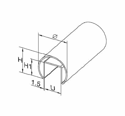 Håndlist - påført glass - Ø 42,4x1,5mm, AISI 304, SPEIL - Bilde 6