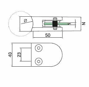 Glassklemme 40x50 for rør 33,7mm, , AISI 316, SPEIL - Bilde 4