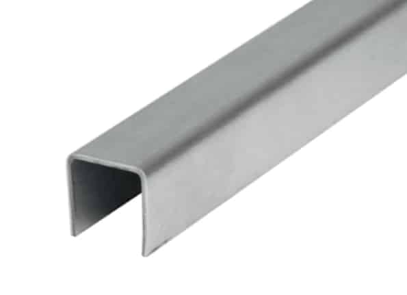 U-profil for glass 17,52 mm - 2,5 m, AISI 304, SATIN