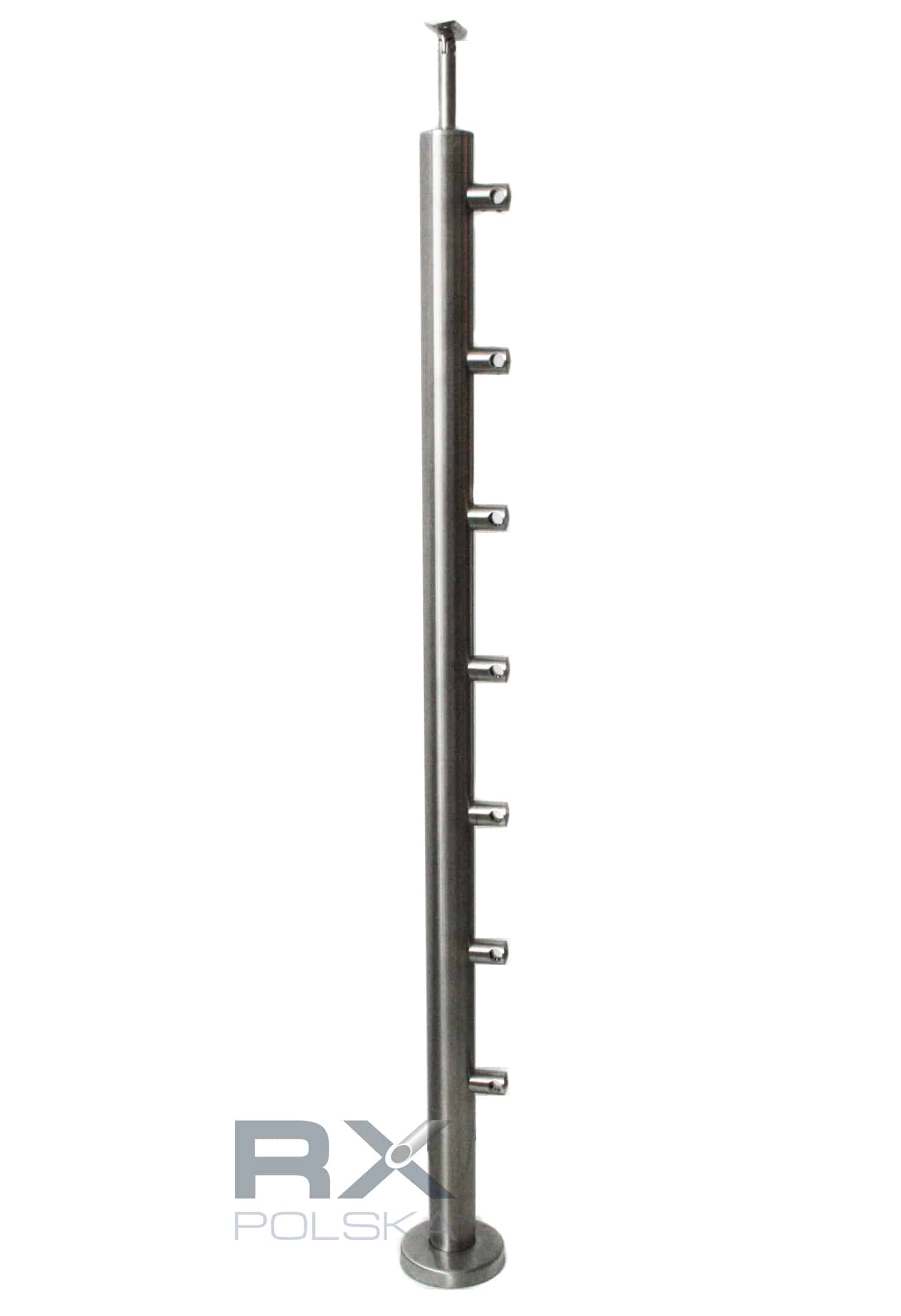 Stolpe 42,4mm med 7 tverrstangholdere for rør 12mm, AISI 316, SATIN - Bilde 4