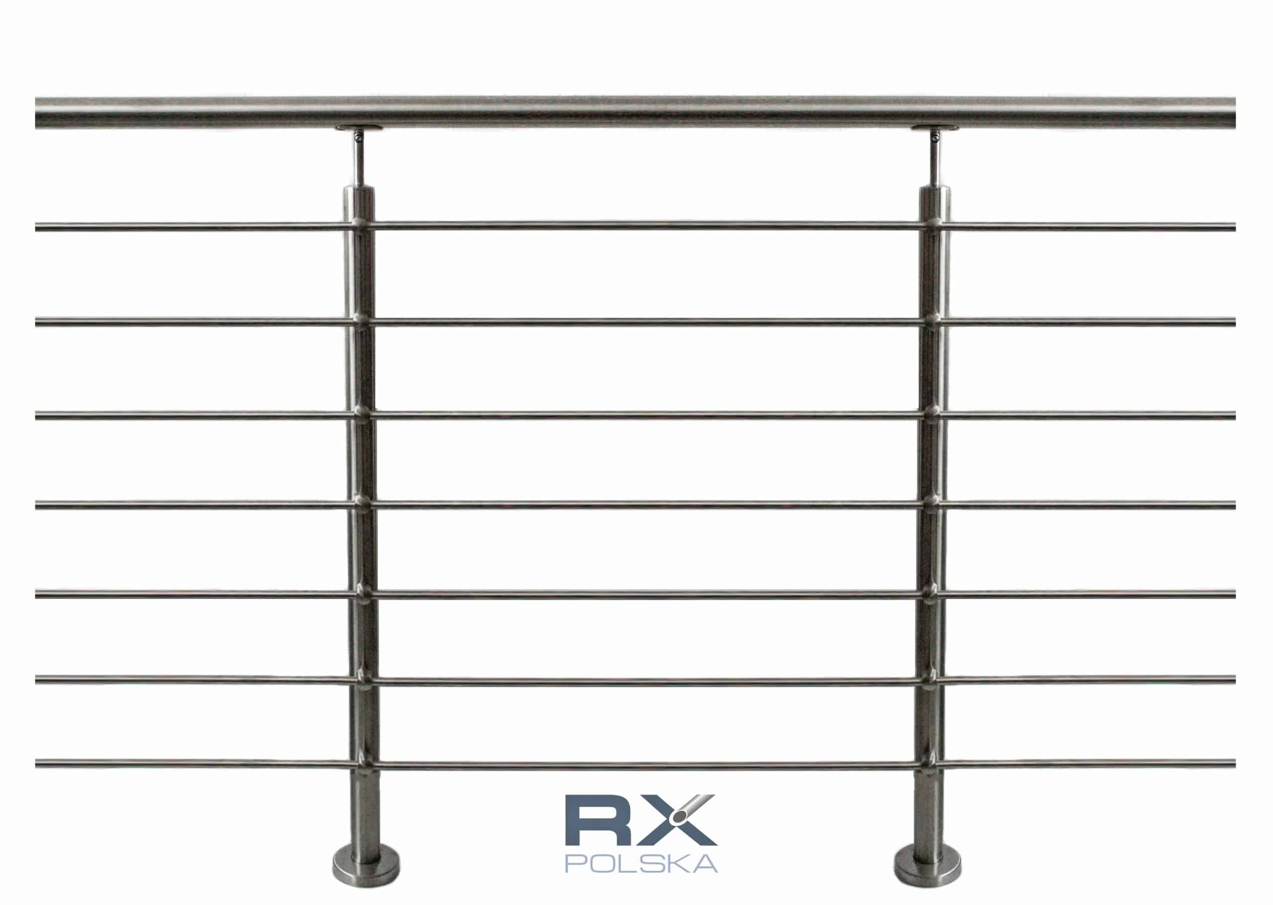 Stolpe 42,4mm med 7 tverrstangholdere for rør 12mm, AISI 316, SATIN - Bilde 5