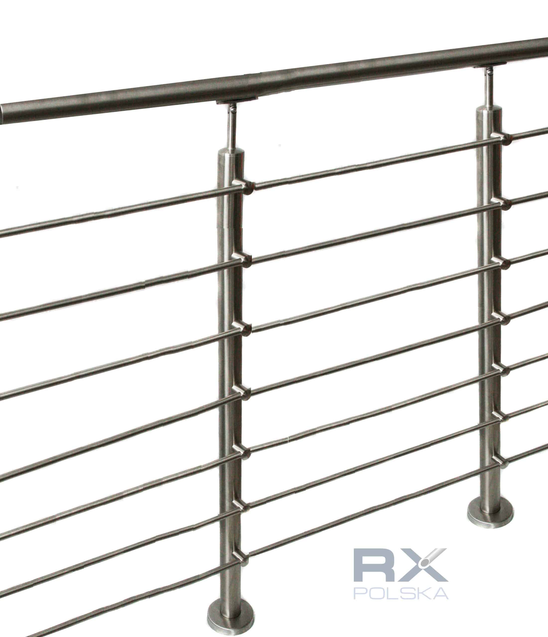 Stolpe 42,4mm med 7 tverrstangholdere for rør 12mm, AISI 316, SATIN - Bilde 7