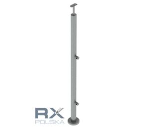 Stolpe RIGHTG 42,4mm med 2 tverrstangholdere for rør 16mm, AISI 304, SATIN