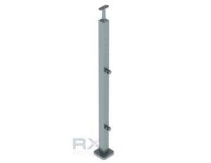 Stolpe 40x40mm z 2 tverrstangholdere for rør 16mm, AISI 304, SATIN