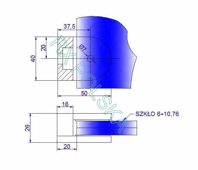 Glassklemme 40x50 for flat, AISI 304, SATIN - Bilde 5